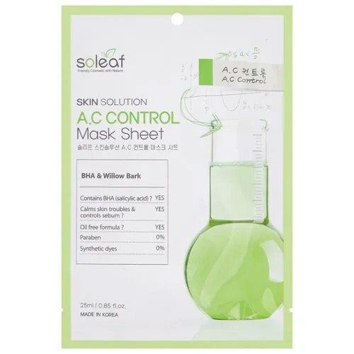Soleaf Тканевая маска Skin Solution A.C Control Mask Sheet, 25 мл