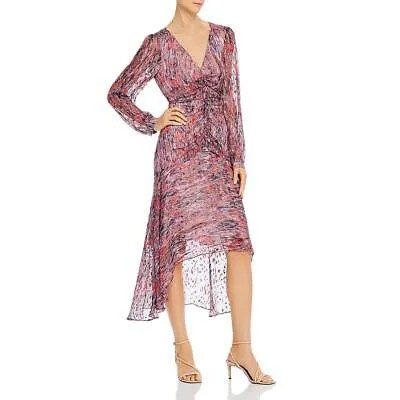 Прозрачное коктейльное платье Parker Womens Purple Silk Blend с цветочным принтом 10 BHFO 7171