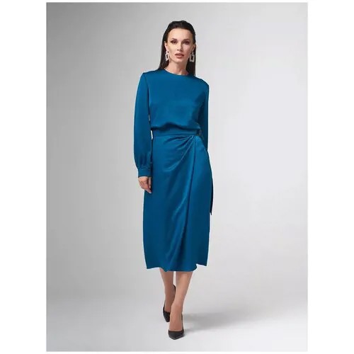 Юбка midi из атласной ткани VA'VEDMA, VA102-019-Caramel/Карамель, 44