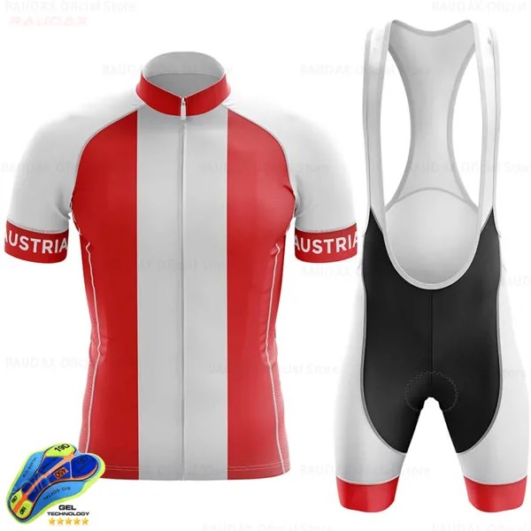 Футболка для велоспорта на заказ, Австрия 2021, летняя велосипедная одежда Go Pro, мужская рубашка с коротким рукавом, велосипедные шорты, 19D Gel Ropa...