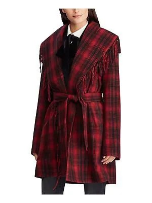RALPH LAUREN Женская зимняя куртка Red Tie в клетку с запахом Пальто 6