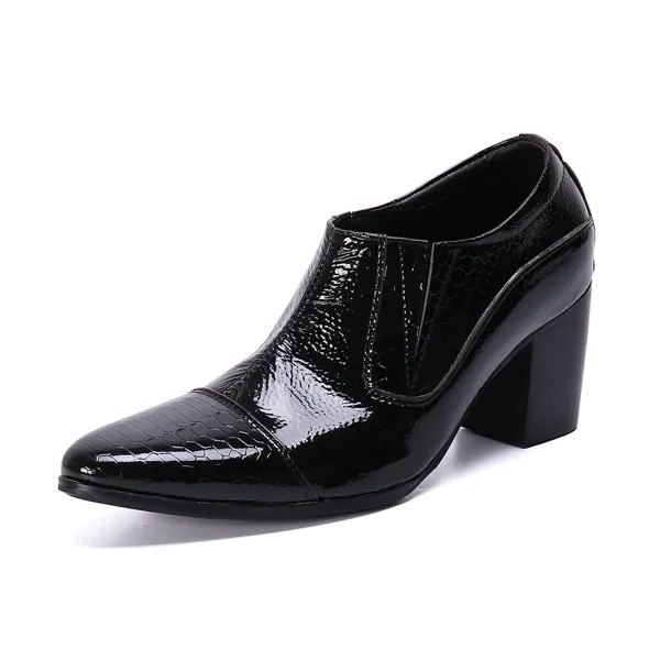 Batzuzhi с каблуком 7 см Формальные Вечерние и свадебное платье сапоги для мужчин японский Тип Мужская обувь черная кожаные полусапожки для мужчин, EU38-46