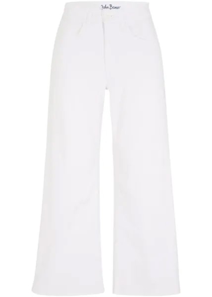 Комфортные эластичные джинсы 7/8 широкого кроя John Baner Jeanswear, белый