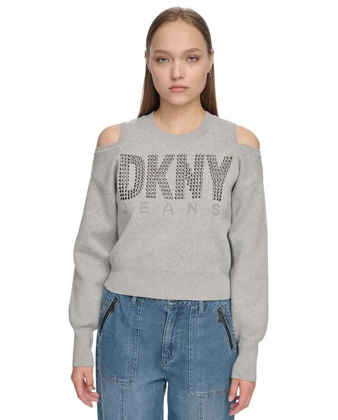 Женский свитер с круглым вырезом Dkny Jeans, светло-серый