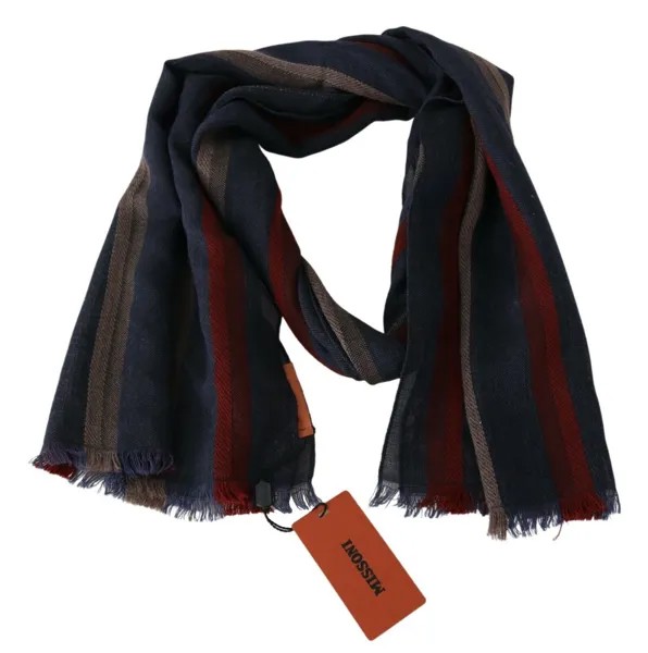 MISSONI Шарф Разноцветный шерстяной полосатый платок унисекс с запахом на шею 180см x 50см $340