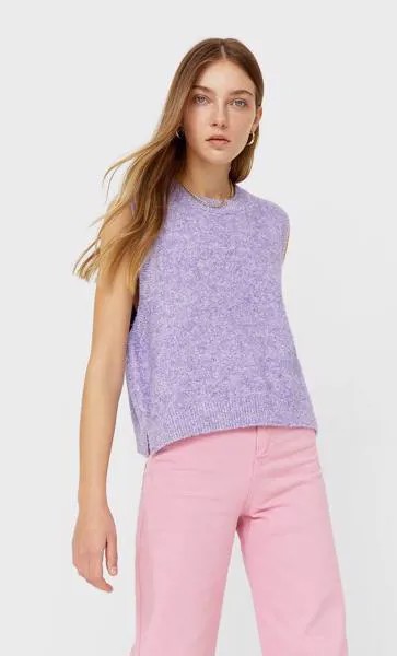 Stradivarius Жилет Из Рельефного Материала Сиреневый M