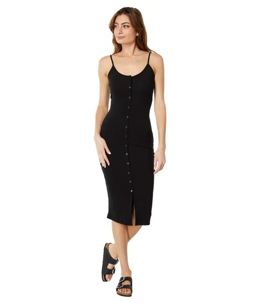 Платье Bebe, Button Front Rib Midi Dress