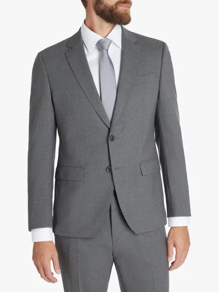BOSS Огромный пиджак из натуральной шерсти приталенного кроя HUGO BOSS, средне-серый