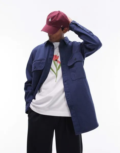 Объемная саржевая рубашка с длинными рукавами и двойными карманами Topman