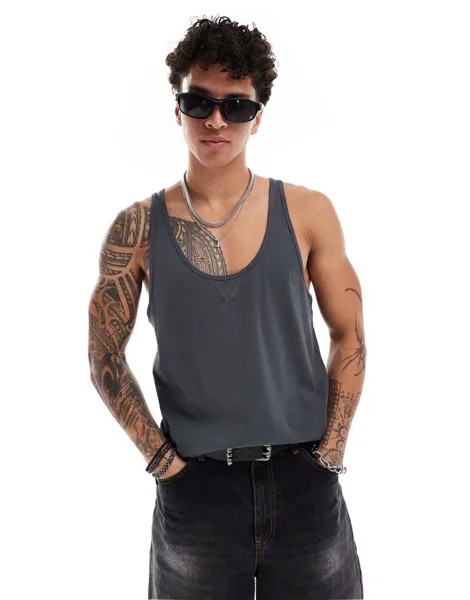 Тяжелая майка ASOS DESIGN с темно-серой строчкой по швам