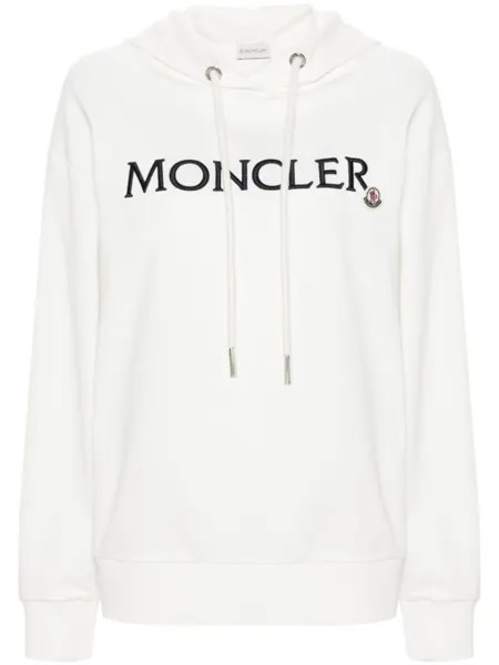 Moncler худи с вышитым логотипом, белый