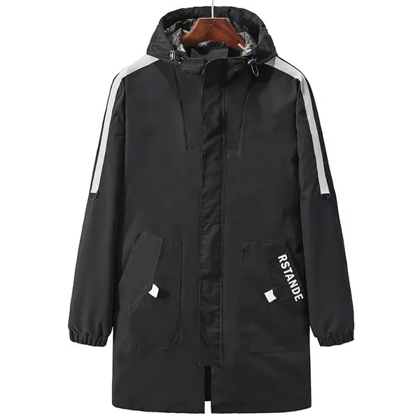 Легкая и дышащая мужская уличная ветрозащитная куртка-бомбер из 100% полиэстера, длинное зимнее пальто
