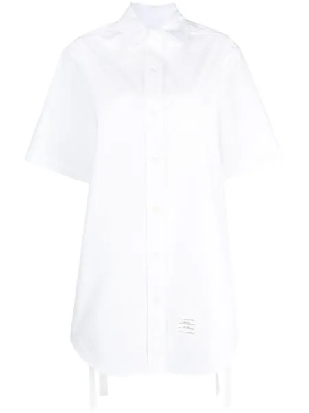 Thom Browne платье-рубашка мини Heavy Poplin со сборками, белый