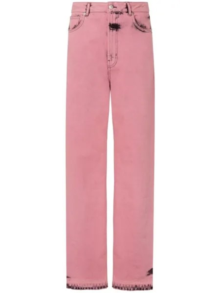 MOSCHINO JEANS зауженные джинсы с завышенной талией, розовый