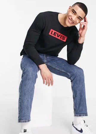 Черный свободный лонгслив с крупным логотипом на контрастном фоне Levi's-Черный цвет