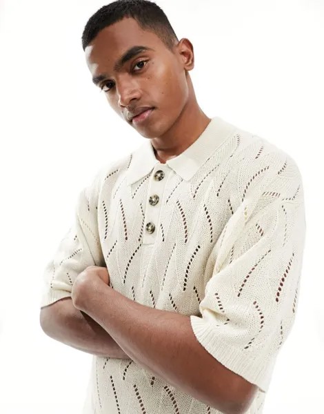 Объемное трикотажное поло с камнями ASOS DESIGN