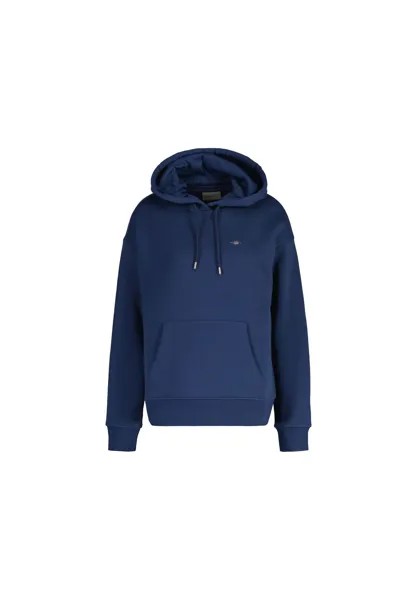 Толстовка женская - REGULAR SHIELD HOODIE, свитер с капюшоном, логотип GANT, темно-синий