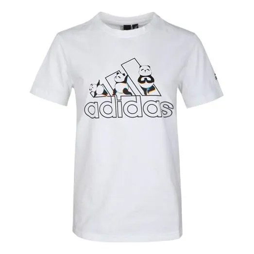 Футболка panda bos футболка спортивная стильная с коротким рукавом белая Adidas, белый