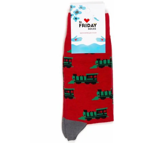Носки St. Friday Носки с рисунками - Паровозики - St.Friday Socks, размер 38-41, красный