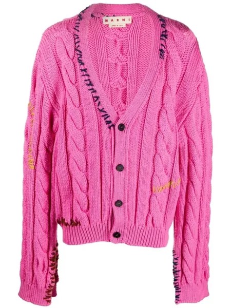Marni кардиган фактурной вязки, розовый