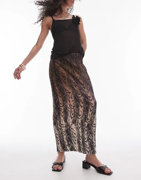 Юбка Topshop Ombre Snake Plisse, мультиколор