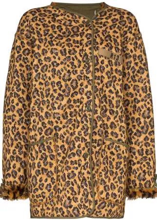 R13 двубортное пальто с леопардовым принтом