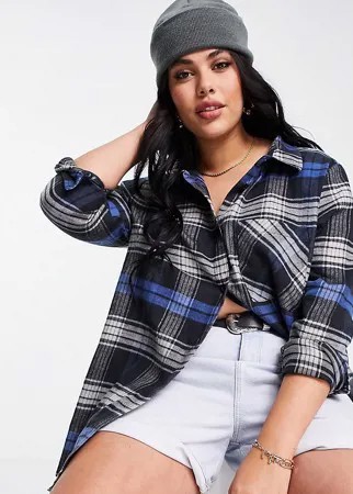 Рубашка в стиле oversized в винтажную клетку от комплекта Daisy Street Plus-Черный цвет