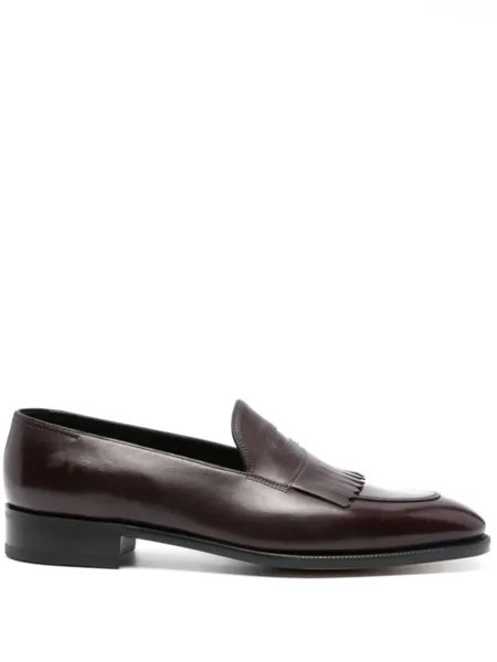 John Lobb лоферы с миндалевидным носком, красный