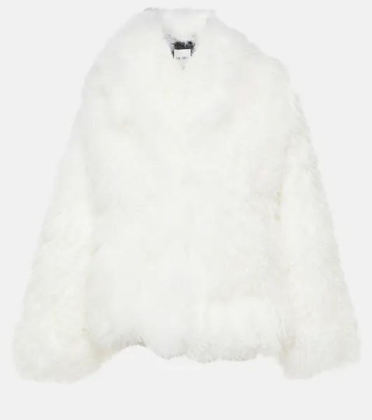 Укороченное пальто из искусственного меха The Attico, белый