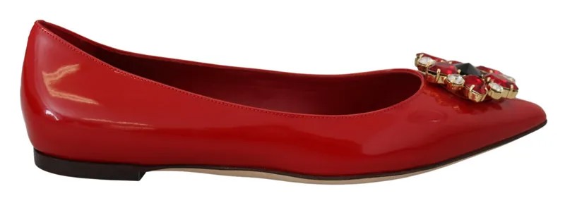 DOLCE - GABBANA Обувь Красные кожаные лоферы с кристаллами на плоской подошве EU37 / US6,5 Рекомендованная розничная цена 900 долларов США