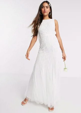 Свадебное платье макси цвета слоновой кости Amelia Rose-Белый