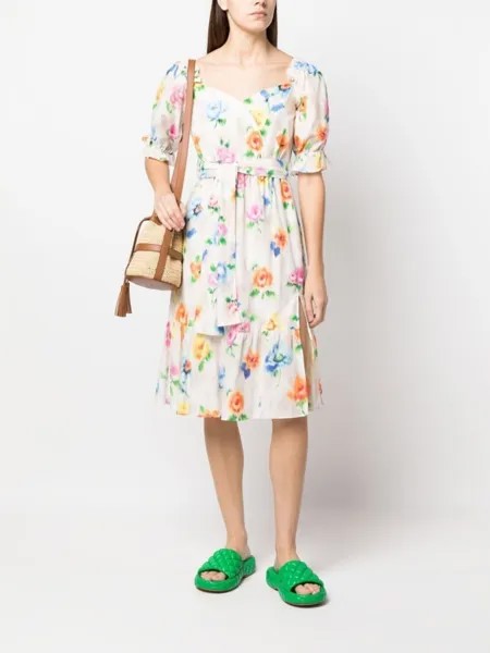 Платье миди с цветочным принтом Boutique Moschino, белый