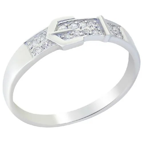 Кольцо Corona, серебро, 925 проба, родирование, фианит, размер 18, золотой