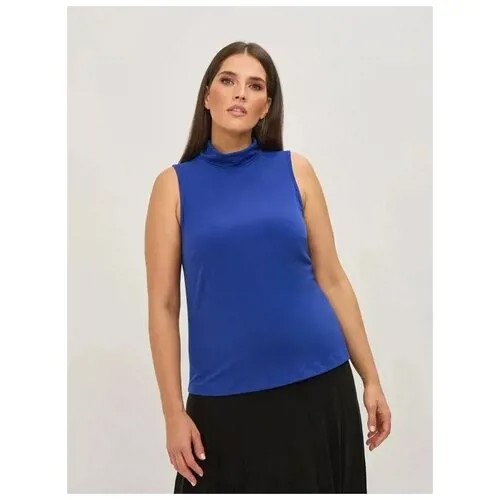 Блузка женская MAT fashion, облегающая без рукавов, королевский синий, большие размеры