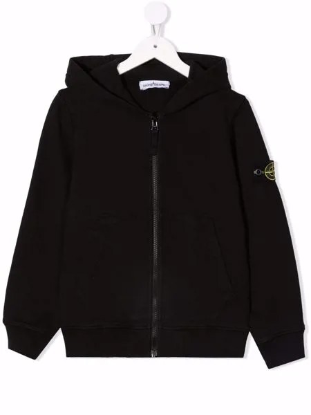 Stone Island Junior худи на молнии с нашивкой-логотипом