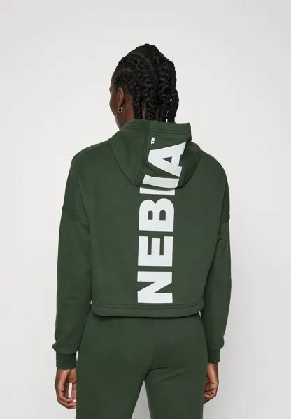 Толстовка LOOSE FIT CROP HOODIE ICONIC Nebbia, цвет dark green