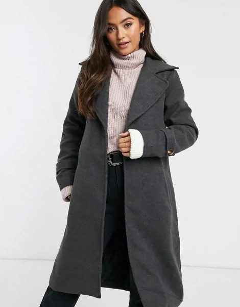 Пальто с пуговицей и широкими лацканами Parisian-Серый