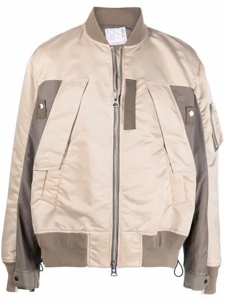Sacai бомбер с контрастными вставками
