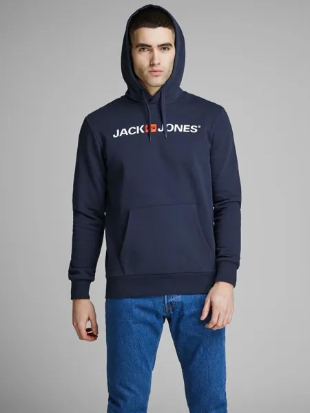 Толстовка Jack & Jones Corp Sweat Hood Kapuzen Jumper Reg Fit, темно-синий