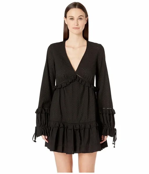 Платье Jonathan Simkhai, Embroidered Ruffle Long Sleeve Dress