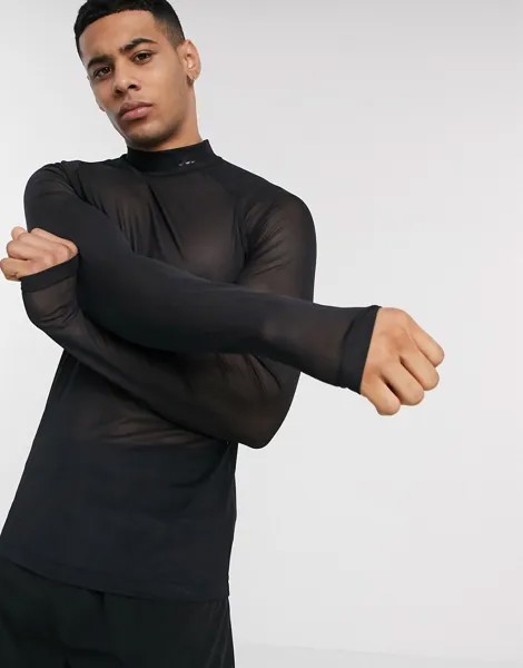Базовый сетчатый обтягивающий лонгслив ASOS 4505-Черный