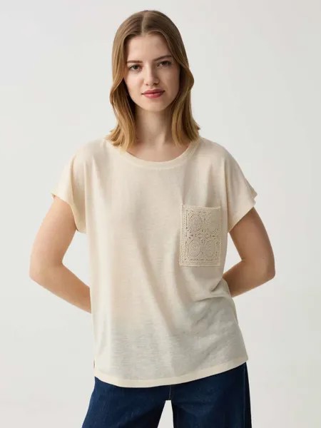 Футболка с круглым вырезом и карманом, цвет ivory white