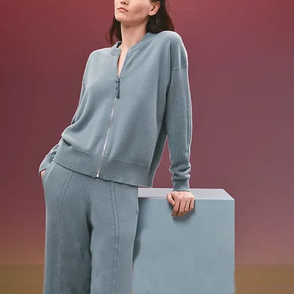 Кашемировый свитер женский синий Hermes