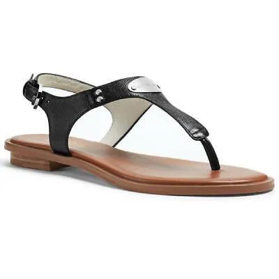 MICHAEL Michael Kors Womens MK Plate Black Thong Sandals 6 Medium (B,M) 6105