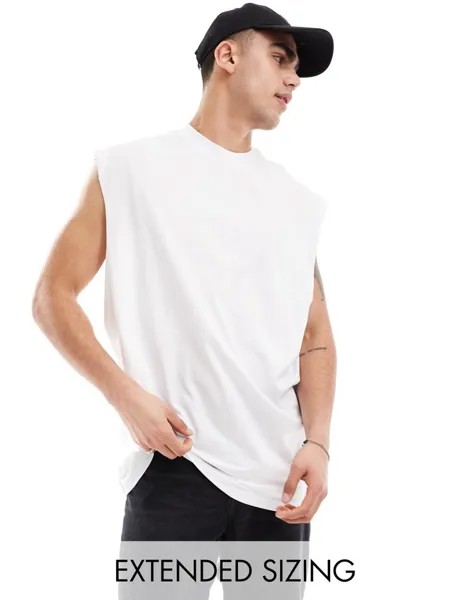 Белая майка оверсайз с заниженной проймой ASOS DESIGN