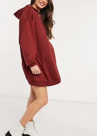 Темно-бордовое платье-худи мини в стиле oversized ASOS DESIGN Maternity-Красный
