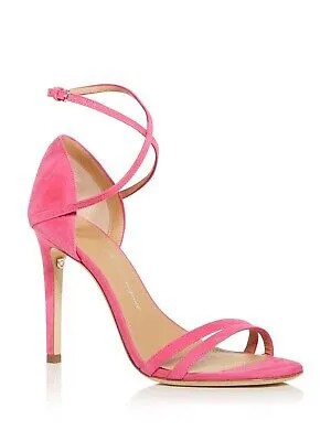 Женские розовые замшевые босоножки на каблуке-шпильке SALVATORE FERRAGAMO Pink Gem Ines Toe Stiletto 7,5 C