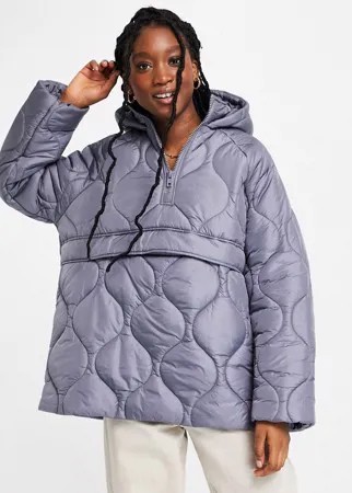 Голубой стеганый пуховик в стиле oversized ASOS DESIGN