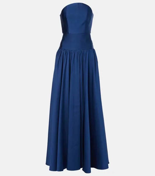 Платье без бретелек из тафты с присборкой Roland Mouret, темно-синий