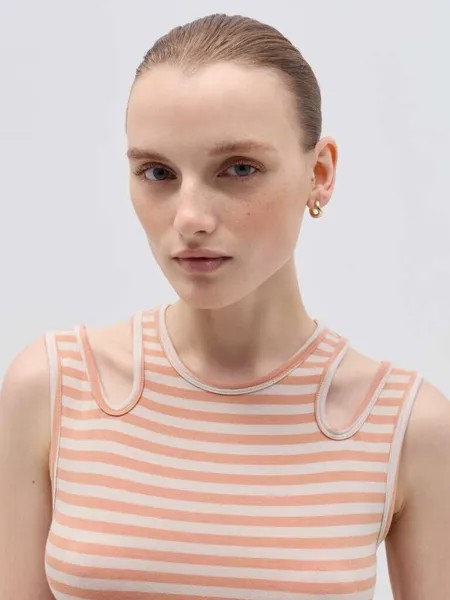 Полосатая майка с вырезами Ovs, цвет white/orange